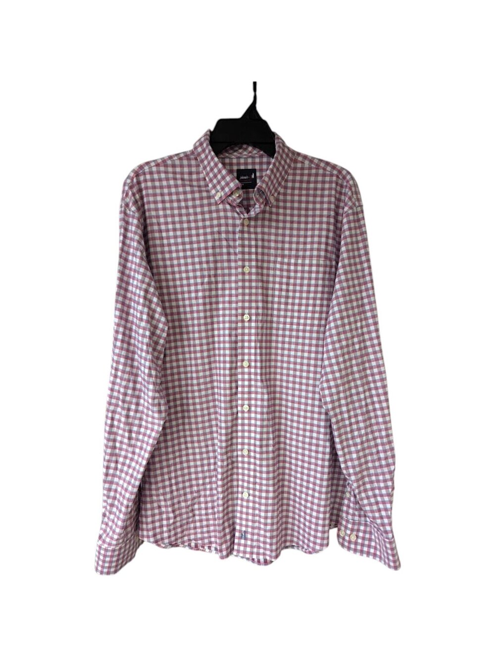 Johnnie-O Mead Performance Plaid Shirt Men Large Crimson Check Long Sleeve 24x30